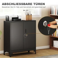 HOMCOM Metalen kantoorkast met afsluitbare deuren, 2-laags ontwerp, zwart(m-5)