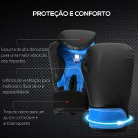 HOMCOM Saco de Boxe Profissional Puching Bag com Luvas de 8 oz Gancho e Bolsa de Armazenamento Saco de Areia de Treinamento para Adultos e Adolescentes Ø25x102 cm Azul(m-7)
