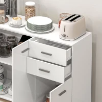 HOMCOM Sideboard, Modern Storage Cabinet with 2 Drawers, 3 Doors and Adjustable Shelves, Kitchen Cabinet for Living Room, Dining Room, High Gloss White(m-9)