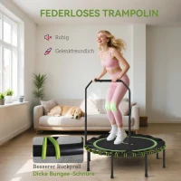 SPORTNOW Fitness-Trampoline met verstelbare handgreep, Sporttrampoline voor binnen en buiten, Staal, Kunststof, Groen(m-5)