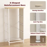 HOMCOM Chest of Drawers with 4 Fabric Drawers, Tall Storage Unit with 2 Hooks and Steel Frame for Bedroom, Beige(m-7)