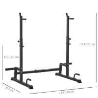 HOMCOM Supporto per Bilanciere Multifunzione in Acciaio, Altezza e Larghezza Regolabile, 123-170x103x111-161cm(m-3)