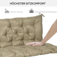 Outsunny 3-zits bankkussen 150x98x8 cm bankkussen met bandjes, bankpolster voor tuinmeubelen Hollywoodschommel, Khaki(m-4)