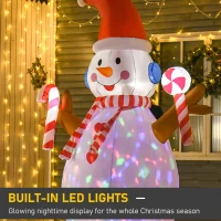 HOMCOM 8ft Christmas Inflatable Snowman with Candy, Rotating Lighted for Home Indoor Outdoor Garden Lawn Decoration Party Prop(m-4)