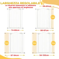 PawHut Cancelletto per Cani Estensibile con 4 Viti Regolabili, in Metallo e Plastica, 74-100x94 cm, Bianco(m-6)