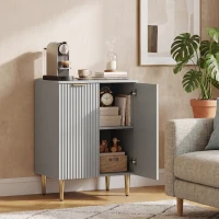 HOMCOM Sideboard Buffet Cabinet, Modern Kitchen Storage Cabinet with Adjustable Shelf and Metal Legs, Grey(m-10)