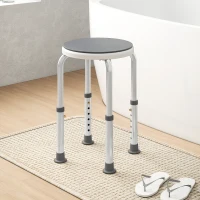 HOMCOM 360° Swivel Shower Chair, Height Adjustable Aluminium Shower Stool with Non-Slip Feet for Disabled, Elderly, Grey(m-2)