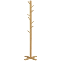 HOMCOM Cabide de Pé em Bambu com 8 Ganchos para Pendurar Bolsas e Chapéus no Corredor Entrada Quarto 49,5x49,5x178 cm Madeira