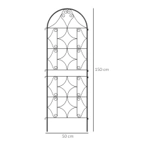 Outsunny Klimrek Metaal Set van 2 om in te steken roestvrij klimhulp voor klimplanten 50x150 cm Zwart(m-3)