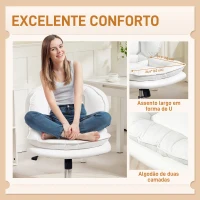 HOMCOM Cadeira de Escritório com Rodas Cadeira para Secretária com Função Inclinável Assento Amplo Sem Braços 60x65x83-93 cm Branco(m-4)