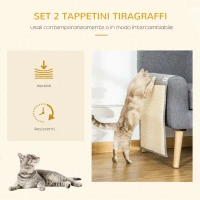 PawHut Set 2 Tiragraffi per Gatti da Divano in Sisal e Poliestere, 130x45cm - Grigio(m-4)