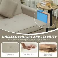 HOMCOM Three-Person Velvet-Feel Sofa Bed - Beige(m-8)