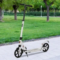 HOMCOM Monopattino Scooter Pieghevole con Serratura Rinforzata Regolabile per Adulti e Bambini in Alluminio 94 x 38 x 90-105 cm Bianco(m-10)