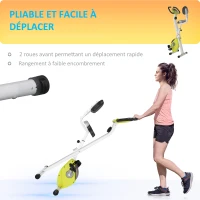 HOMCOM Vélo d'Appartement Pliable Magnétique Cardio-training - Sport Maison avec 8 Niveaux de Résistance et Roulettes - Silencieux Home Trainer avec Capteur de Pouls pour Fitness Homme et Femme, Jaune(m-7)