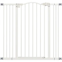 PawHut Barrière de sécurité pour chien extensible 74-100 cm fermeture automatique fixation par pression sans percer blanc(m-1)