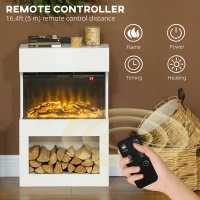 HOMCOM 19" Electric Fireplace with Surround, 3D Flame Effect, 6 Colours & 3 Brightness Levels, 1000W/2000W White Electric Fire and Mantel Reach up to 30㎡ Space with Remote & Timer, 3 Sided View(m-7)