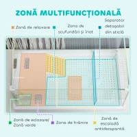 PawHut Acvariu pentru țestoase cu filtru pe 3 niveluri și panouri din sticlă și ABS, 51x31x25,5 cm, alb(m-5)