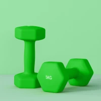 SPORTNOW Set of 6 Hex Dumbbells, Neoprene Weights Pair with Non-Slip Grip, Home Gym Fitness Training Equipment, 2 x 3kg, 2 x 4kg, 2 x 5kg, Pink, Purple, Green(m-9)