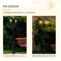 Outsunny Solar Gartenlaterne 2,5 m Gartenleuchte Wegleuchte mit 19 LED 10-500 Lumen 3000K Aluminium gehärtetes Glas Schwarz 22 x 72 x 248 cm(m-5)