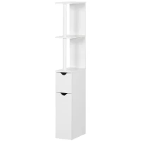 kleankin Coluna Casa de Banho com 2 Portas e 2 Prateleiras Armário Alto para Casa de Banho Estilo Moderno 15,2x29,8x118cm Branco(m-10)