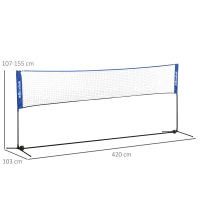 SPORTNOW 4m Badminton Net, Height Adjustable Outdoor Sports Net, with Carry Bag, for Tennis, Pickleball, Volleyball, Blue(m-3)