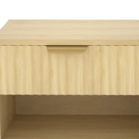 HOMCOM Floating Nightstands Set of 2, Modern Wall-Mounted Bedside Tables with Fluted Drawer and Open Shelf for Bedroom, Oak(m-11)