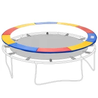 HOMCOM Copertura Imbottita Bordo Trampolino, Protezione per Tappeto Elastico Giaridno in Plastica, Ø244cm, Multicolore(m-11)