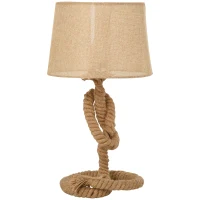 HOMCOM Nautical Style Table Lamp with Fabric Lampshade Metal Frame Power Switch, 48cm Home Desk Lamp Bedroom Living Room Study E27 Base, Beige(m-13)