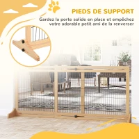 PawHut Barrière de sécurité pour chien extensible longueur réglable 104-180 x 36 x 69 cm pin bois naturel(m-5)
