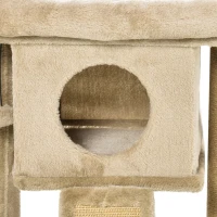 PawHut Krabpaal met jute krabmat, ligplatform, speelbal, kattenhuis, koffiebruin, 40 x 40 x 57 cm(m-10)