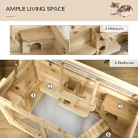 PawHut Large Wooden Hamster Cage Pet Small Animal Kit Activity Center Play House for Indoor 78 x 40 x 44 cm, Natural(m-5)
