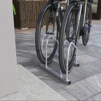 SPORTNOW Rastrelliera per 2 Biciclette in Acciaio con Posizione Regolabile, 50x34x27.5 cm, Argento(m-7)