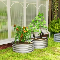 Outsunny 2er-Set Hochbeet Pflanzenbeet, modulares Hochbett, 2 Stück, ohne Boden, Ø60 x 30 cm. Silber(m-9)
