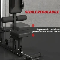 SPORTNOW Stazione Fitness Multifunzione con Lat Machine, Sedile Regolabile e Supporto per Dischi, Nero(m-6)