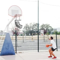 SPORTNOW Basketball-Rebounder, höhenverstellbar, 360° drehbar, Kunststoff, 35,6L x 35,6B x 75,5H cm, Schwarz(m-10)