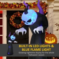 Outsunny 7ft Inflatable Halloween Ghost with Horns, Blow-Up Outdoor LED Display with Flame Effect for Garden, Lawn, Party, Holiday(m-4)