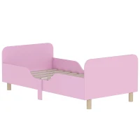 AIYAPLAY Kinderbedframe, eenpersoonsbed voor kinderen, veiligheidshekje, klein bed voor kinderkamer, MDF, zonder matras, Roze(m-1)