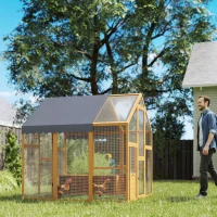 PawHut Kippenhok 3,07㎡ Buitenverblijf Hout met Waterdichte Afdekking, Veiligheidsslot, Geschikt voor 6-8 Kippen 1,7 x 1,8 x 1,8 m(m-9)