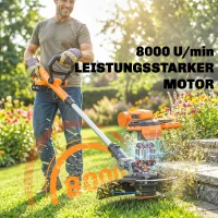 Outsunny Akku Rasentrimmer 21V Freischneider mit 2x4.0Ah Akkus Ladegerät 25 cm Schnittbreite Verstellbarer Teleskop-Griff(m-5)