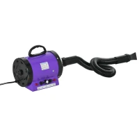 PawHut Séchoir professionnel sèche-poils toilettage pulseur sèche-cheveux pour chiens chats animaux 2800W vitesse et température réglable 3 buses interchangeables incluses violet(m-1)