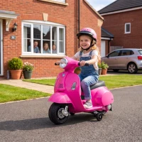 HOMCOM Vespa Licensed 6V Kids Electric Motorbike Ride On Motorcycle  Battery Powered for 18-36 Months with Horn, Pink(m-14)