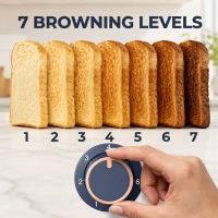 HOMCOM Toaster 4 slice, Toaster with 7 Browning Levels, High Lift, Reheat/Defrost/Cancel, Self-centring Function, Dark Blue(m-6)