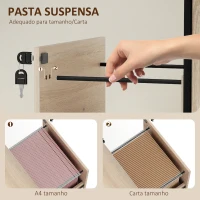 Vinsetto Arquivador com Fechadura Rodas 2 Gavetas Barra Suspensa para Papéis A4 e Carta e 2 Chaves 44x40x66,5 cm Madeira(m-5)