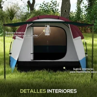 Outsunny Tienda de Campaña para 2 Personas con 2 Habitaciones y Bolsa de Transporte Impermeable 420x200x150 cm Multicolor(m-6)