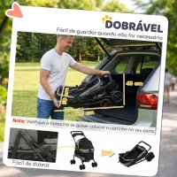 PawHut Carrinho para Cães Dobrável de 4 Rodas EVA Giratório com Travão Janelas de Rede Almofada Lavável Porta-Copos Cinzento(m-11)