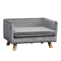 PawHut hondenbank met houten poten 64 cm x 45 cm x 36 cm(m-11)