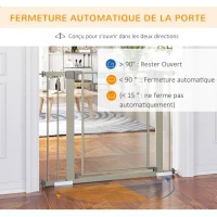PawHut Lot de 2 barrières de sécurité pour animaux domestique avec fermeture automatique double verrouillage largeur 75-103 cm(m-5)