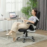 Vinsetto Linen-Look Office Chair, with Adjustable Height and Tension - Black(m-2)