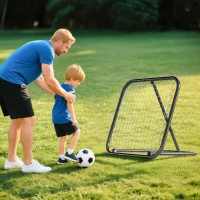 HOMCOM Rete di Rimbalzo da Calcio con Angolazione Regolabile in Metallo, 78x84x65-78 cm(m-9)