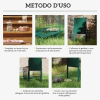 Outsunny Gabbia Trappola per Animali Piccoli con Una Porta e Maniglia, 80x25x30 cm, Verde Scuro(m-4)